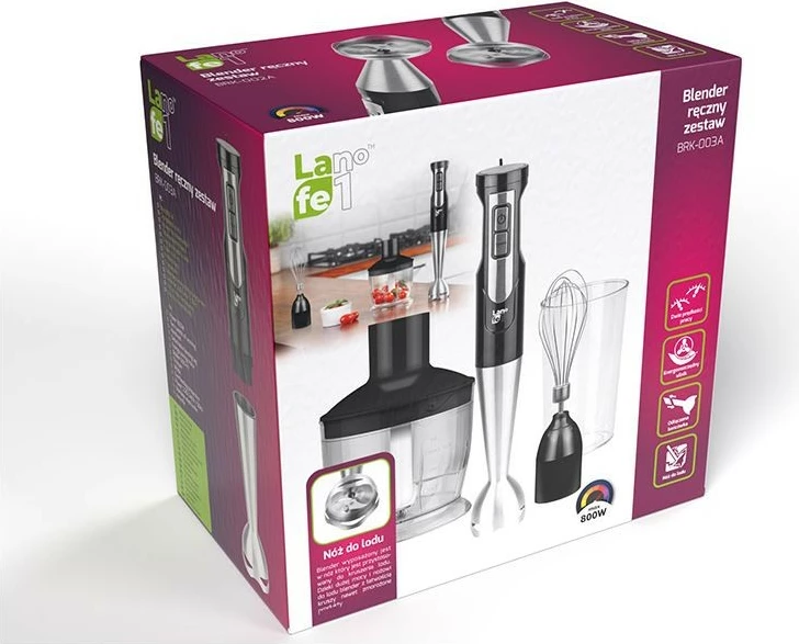 Ročni blender Lafe BRK-003A, 700 ml vrč, metlica in sekljalnik, inox
