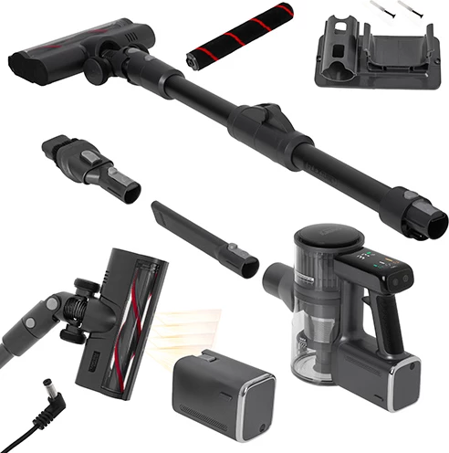 Brezžični sesalnik za velike hiše, Adler CR 7063, brezkrtačni motor 400 W, 31.000 Pa, posoda 0,6 L, do 100 min, LED zaslon, z 2 baterijama