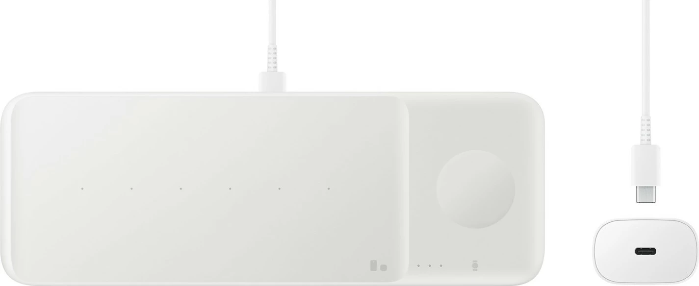 Brezžični polnilec Trio, Samsung, USB, bel