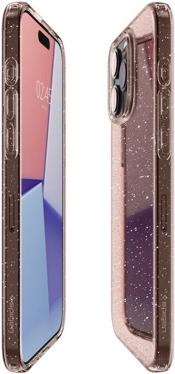Prozoren zaščitni ovoj z bleščicami Spigen Liquid Crystal za iPhone 15 Pro, roza