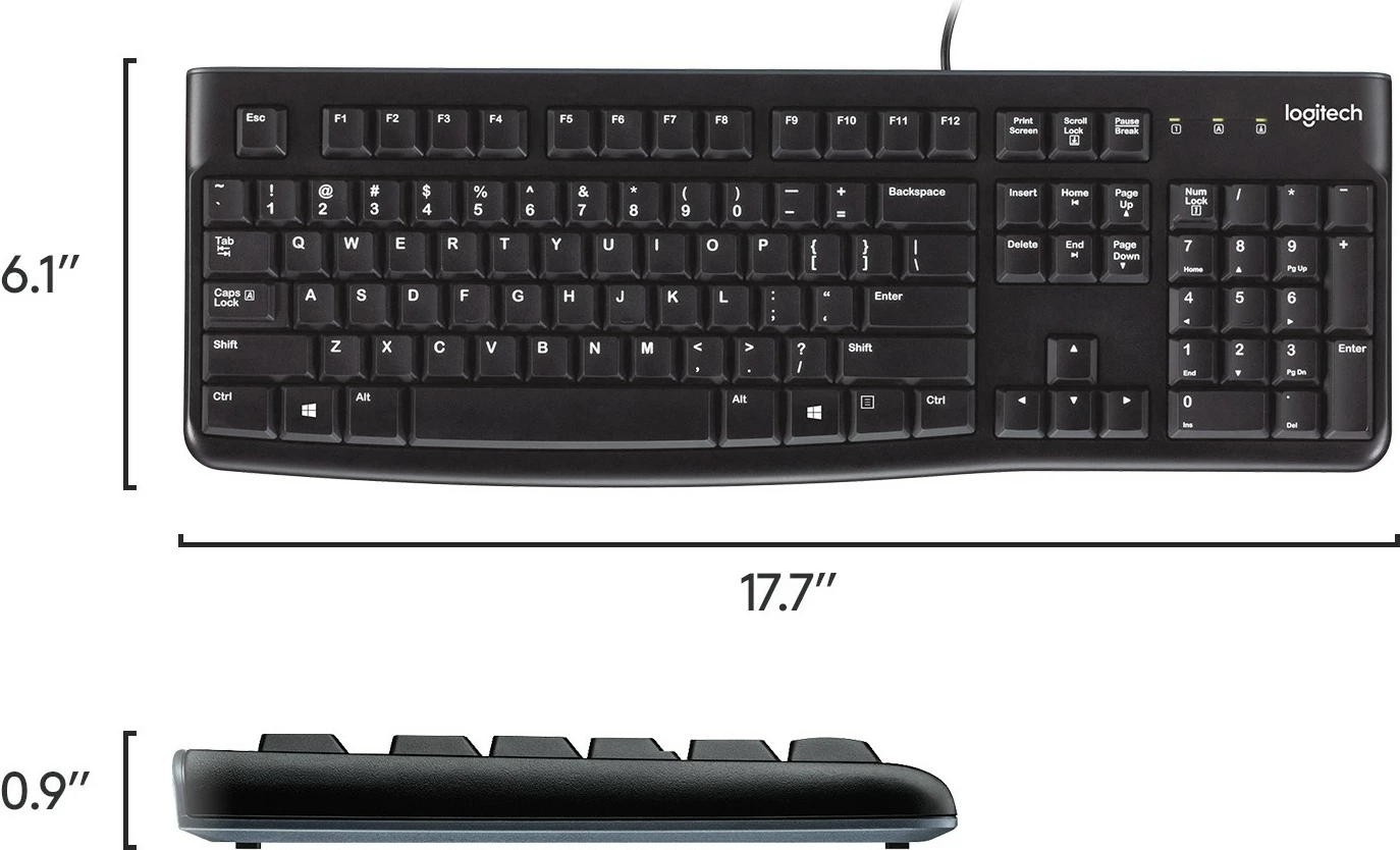 Tipkovnica polne velikosti z žico, USB, AZERTY, črna Logitech K120