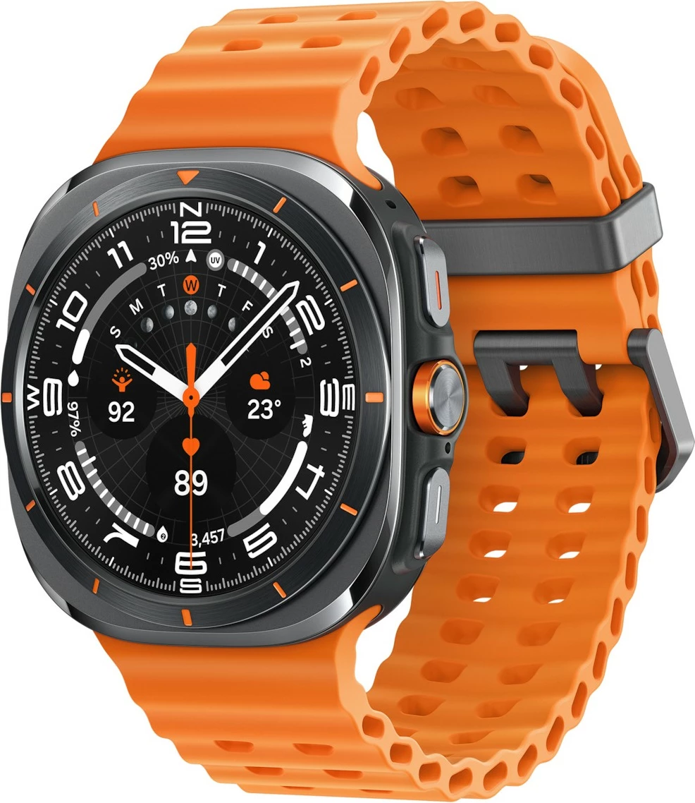 Pametna ura z LTE povezavo, Samsung Galaxy Watch Ultra 47 mm, titan siva, oranžen pašček Pametna ura z LTE povezavo, Samsung Galaxy Watch Ultra 47 mm, titan siva, oranžen pašček