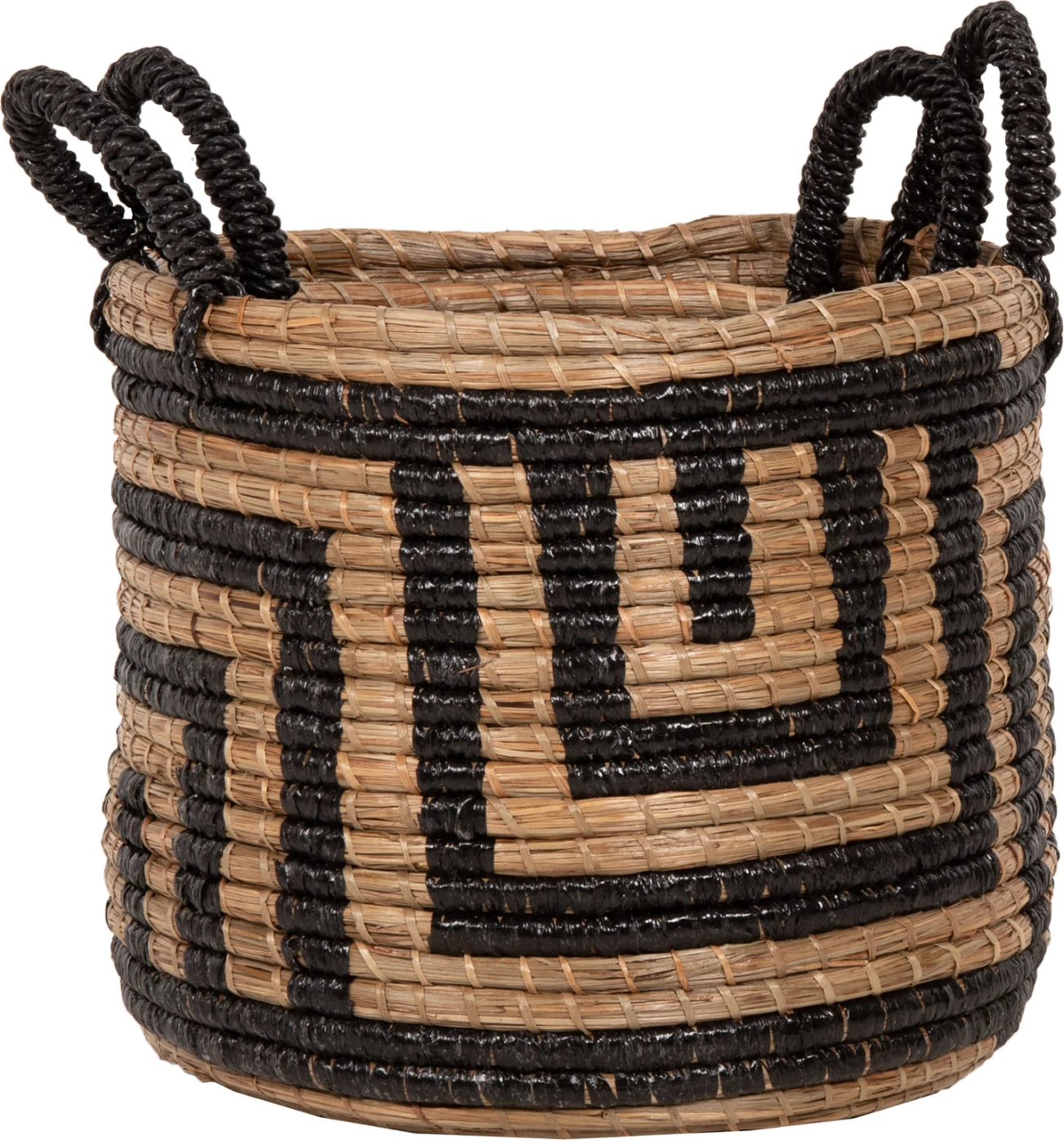 2-delni komplet dekorativnih košar FH7846.02 iz mendong trave v naravno-črni barvi Φ36x32-40Hcm