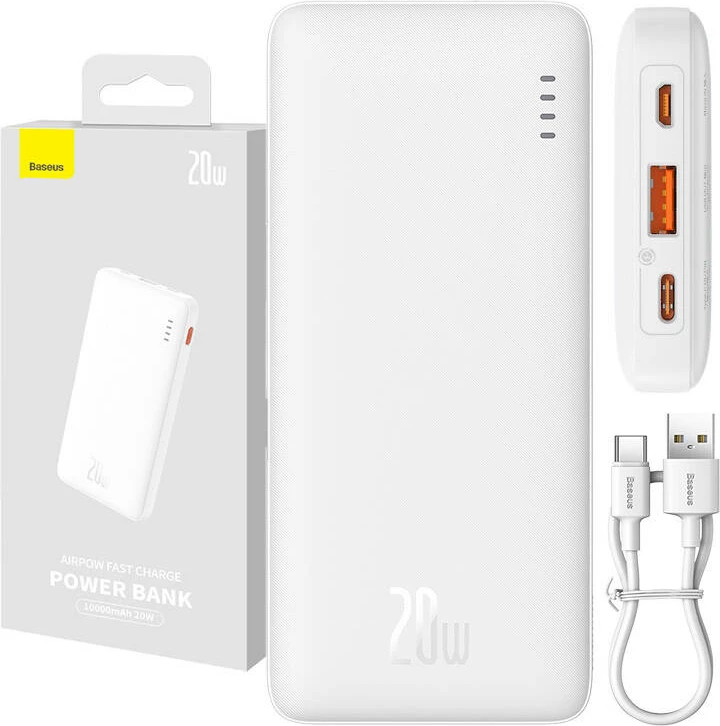 Prenosna baterija Baseus Airpow 10000mAh, 20W, bela
