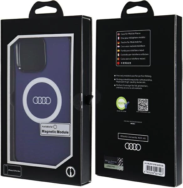 Ovitek Audi IML Big Logo MagSafe za iPhone 15 Pro Max, moder