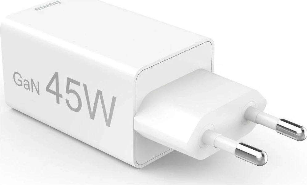 Mini polnilec GaN 45W, Hama, 2x USB-C, 1x USB-A, bel