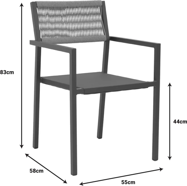 Aluminijast zložljiv stol Savor, antracitno ogrodje-tekstilen, naravni ratan, 55x58x63 cm