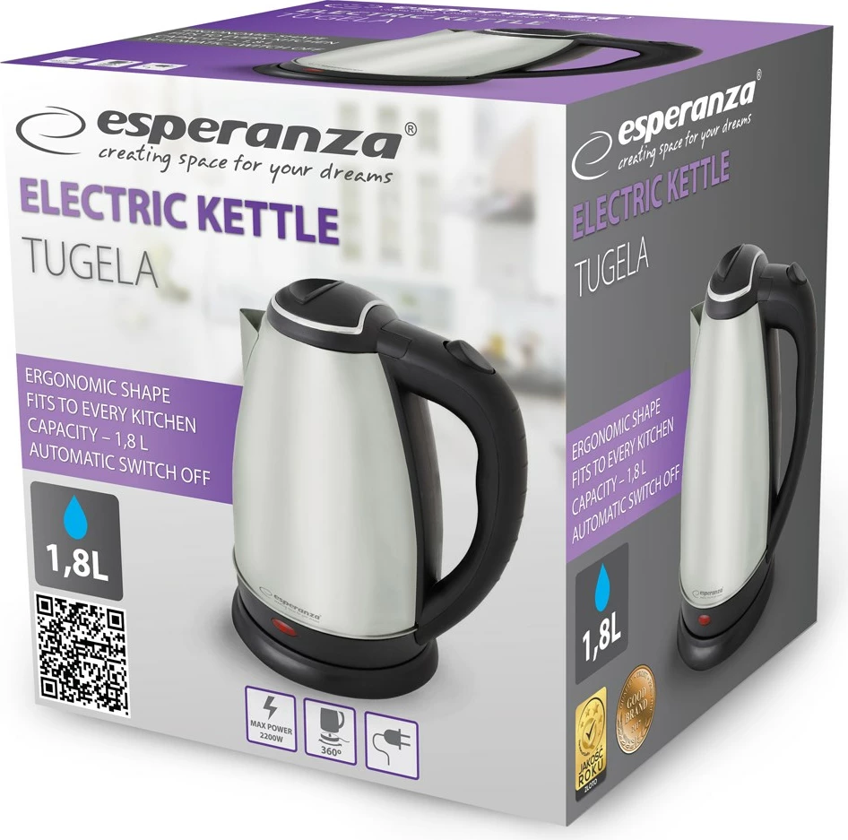 Vluese vode Esperanza EKK104X, 1,8 L, 2200 W, srebrna