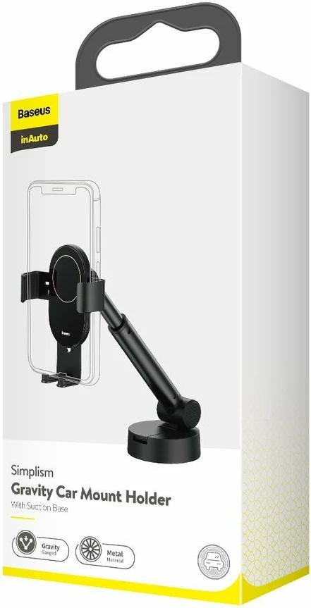 Teleskopski gravitacijski nosilec za steklo ali armaturno ploščo, Baseus SUYL-JY01, črn