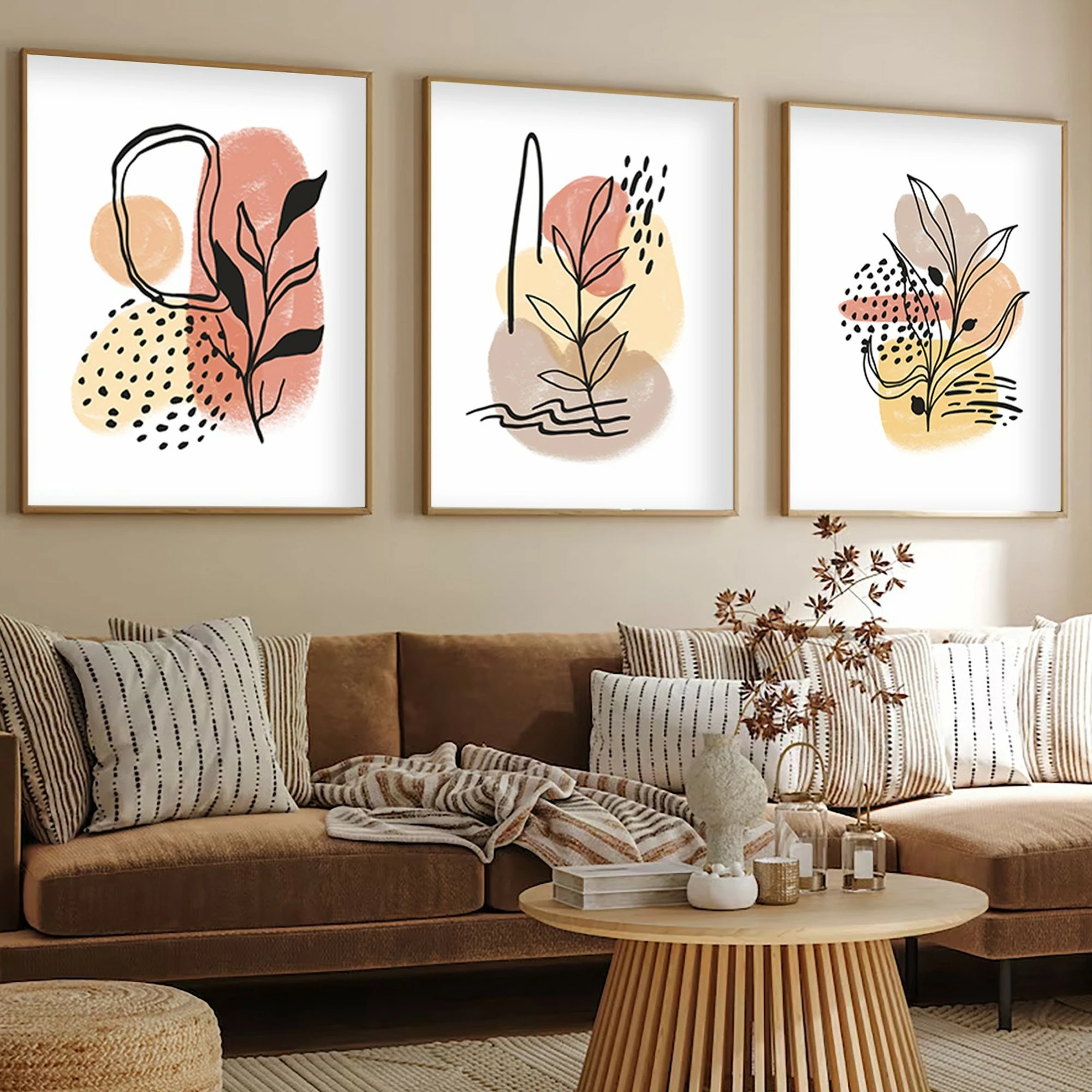 Dekorativna slika s okvirjem, MDF, večbarvna, komplet 3 kosov, Wallity Huhu226, 50 x 70 cm