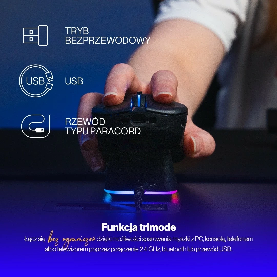 Brezžični miš Endorfy LIV Plus, RGB, 26000 DPI, črn