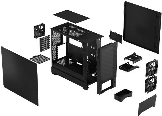Kompjuterska ohišje Pop Air Black Solid Fractal Design, Midi Tower, črn