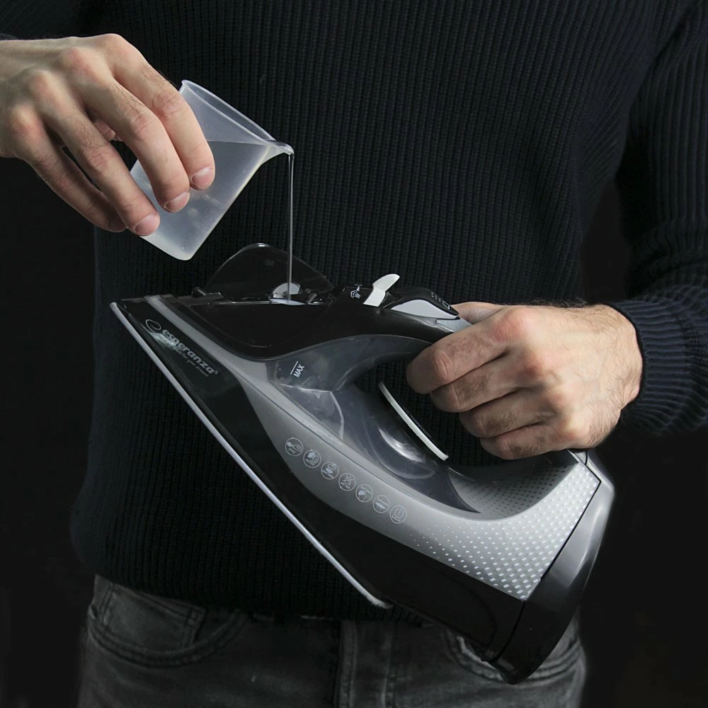 Parni likalnik brezžični Esperanza Satin, 2600 W, keramična plošča, rezervoar za vodo 300 ml, črn/siv