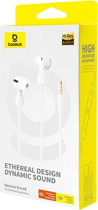 Kabelske slušalke za klice/muziko Baseus Encok HZ20, bele