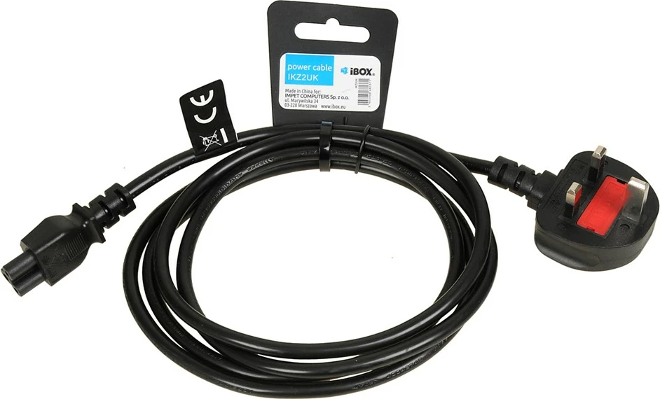 Napajalni kabel za prenosnik IBOX IKZ2UK, 1,8 m, UK vtikač, črn
