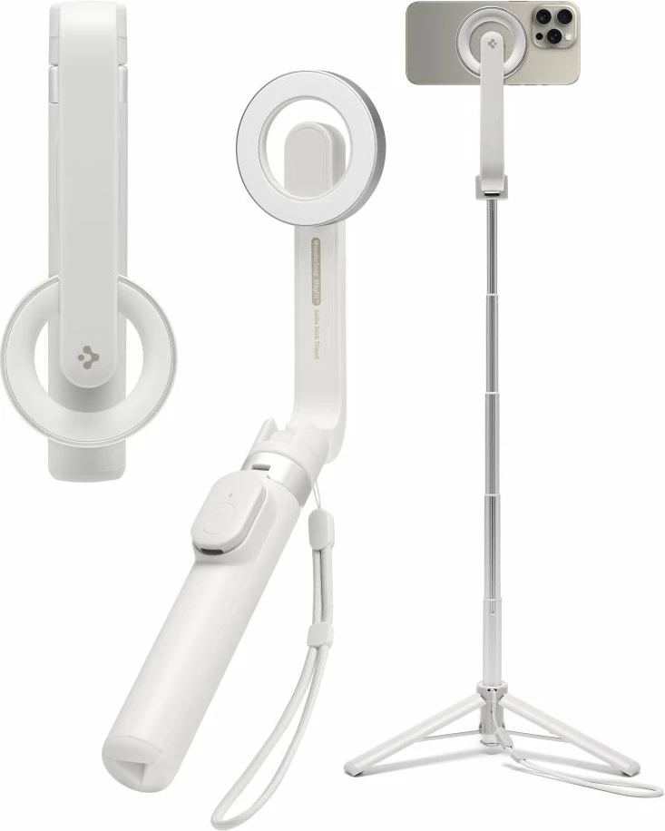 Selfie palica s trinožnikom, MagSafe, Bluetooth, bež, Spigen S571W