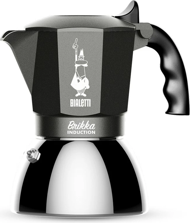 Moka pot za indukcijo Bialetti Brikka 4TZ, inox, črn
