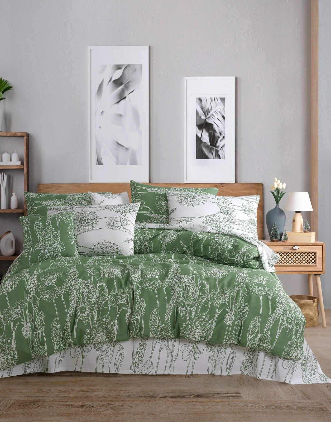 Set prevlek za dvojno odejo Ranforce L'essentiel, Lara, zelena