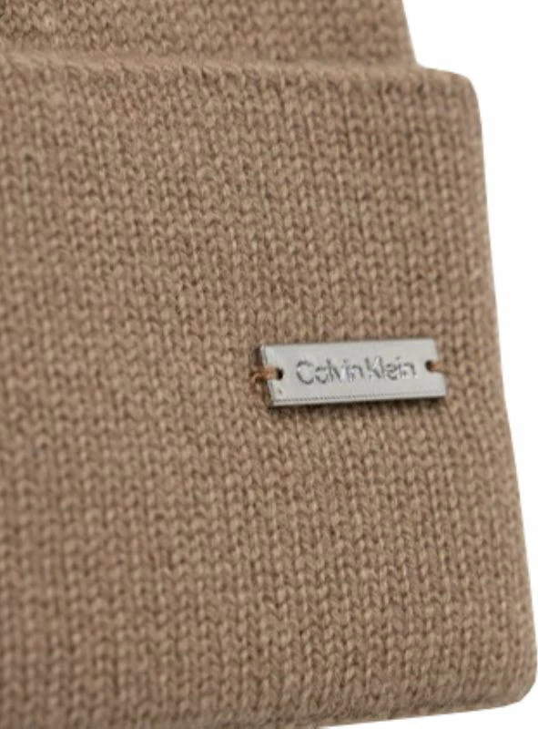 Kašmirska kapa Cashmere Beanie, Calvin Klein, ženska, bež