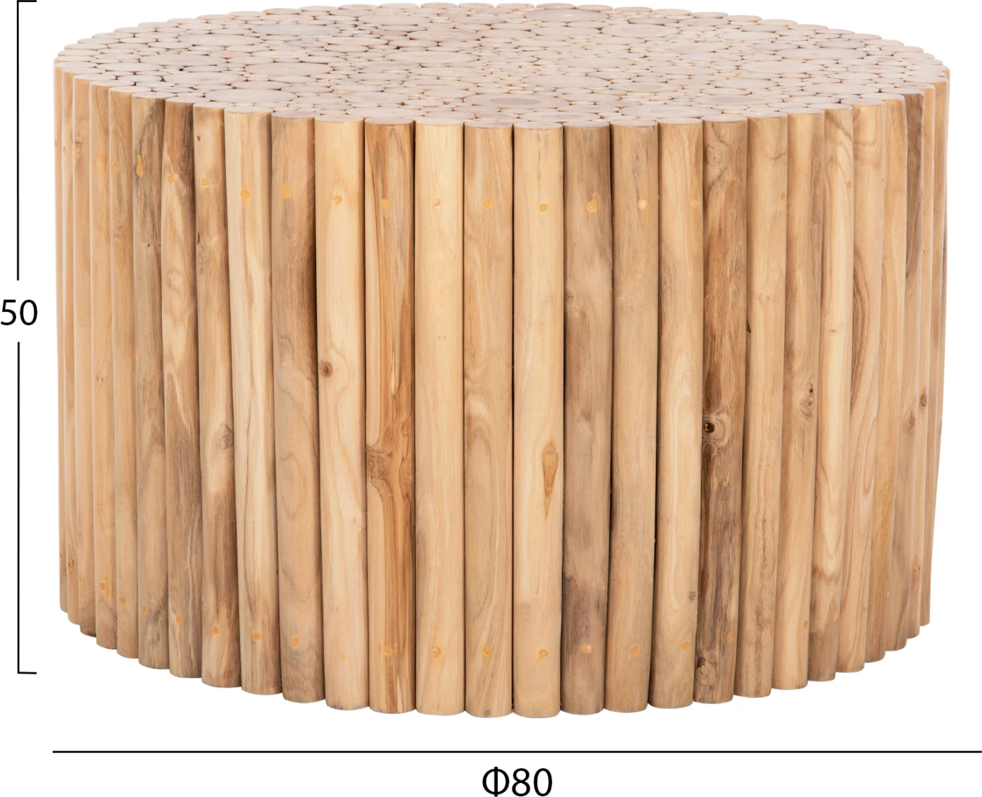 Okrogla klubska miza COOTER FH9863 iz vej TEAK - NARAVNA Φ80x50Hcm