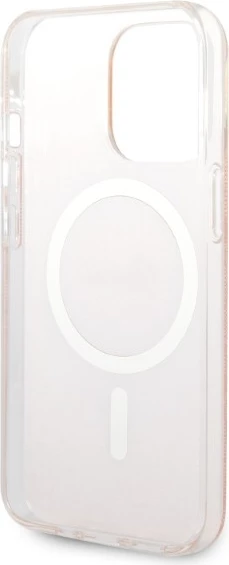 Ovitek za telefon in brezžični polnilec za iPhone 13 Pro Max, Guess GUBPP13XH4EACSP, roza