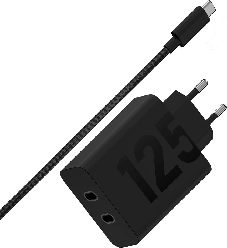 Hitri polnilec TurboPower 125W Duo, Motorola, univerzalen, 2x USB Type-C, črn