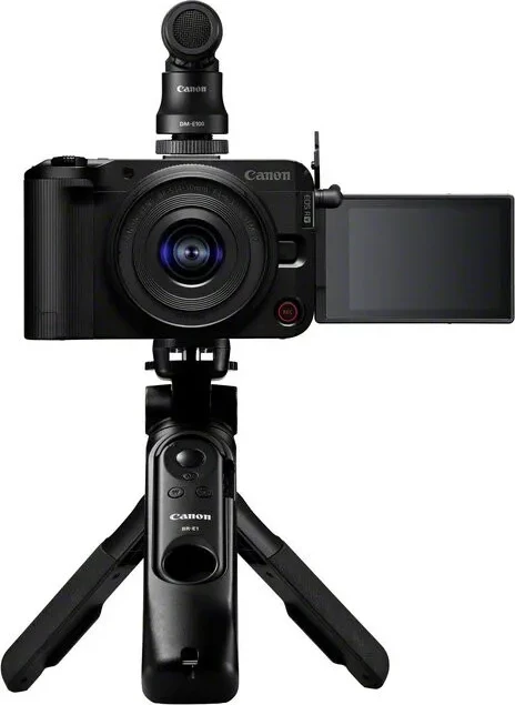 Brezrcalna kamera Canon EOS R50 V z objektivom RF-S 14-30mm F4-6.3 IS STM PZ, stojalo, črna