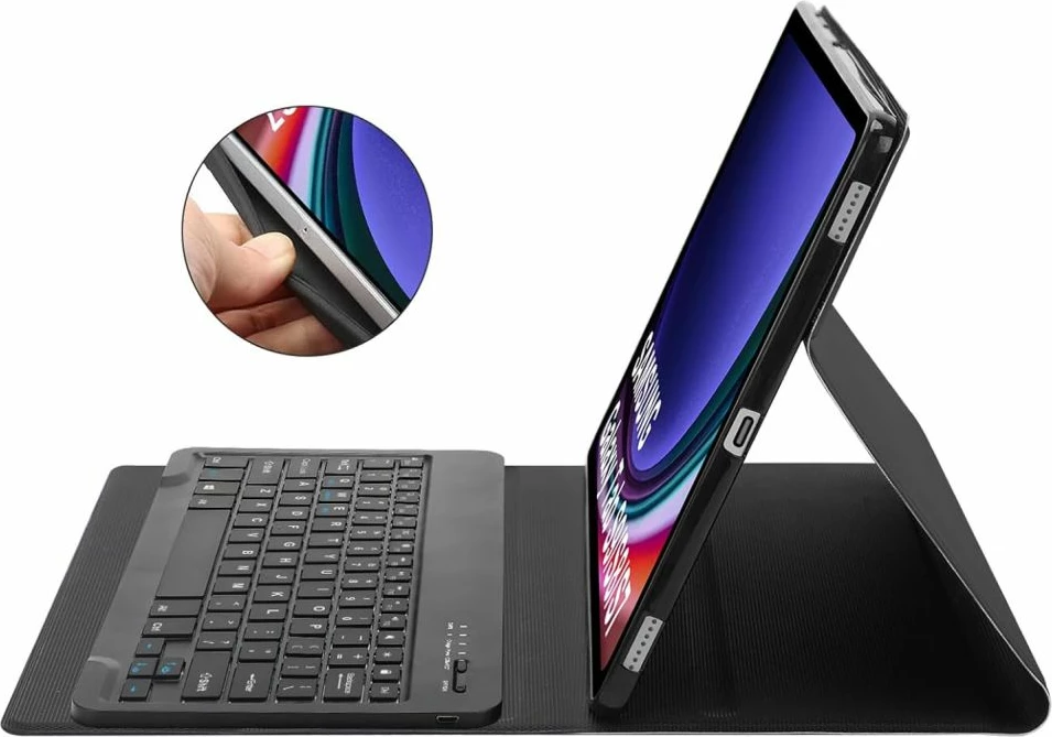 Ovitek za tablični računalnik z tipkovnico Tech-Protect SC Pen za Samsung Galaxy Tab S9 FE Plus 12,4", črn