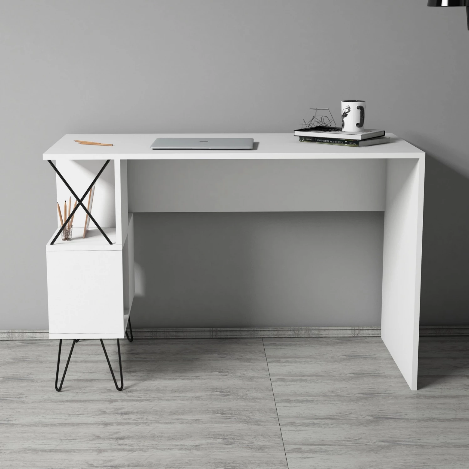 Študijska miza FH9509.03 melamin bela s policami 120x60x78.8Hcm
