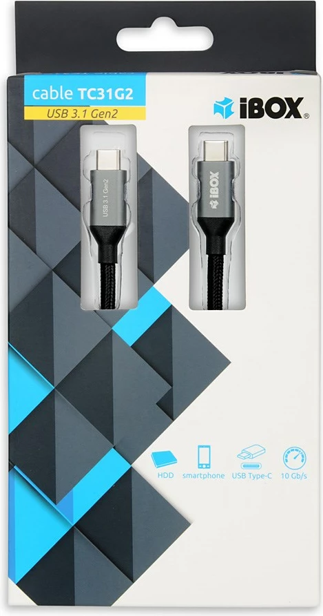 Podatkovni kabel USB-C 3.2 Gen 2, I-BOX, 50 cm
