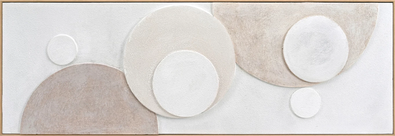 Stenska slika 3D FH4573 z bež PS okvirjem-ročno izdelane okrogle oblike 152x5x52Hcm