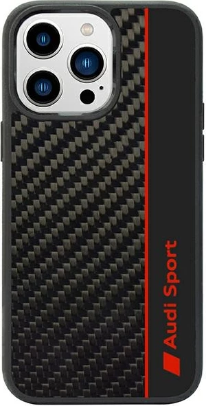 Športen zaščitni ovoj z ogljikovim vzorcem Audi za iPhone 14 Pro Max 6,7", črn