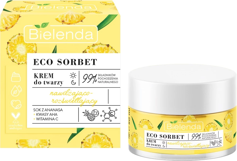 Negovalna krema za obraz, Bielenda Eco Sorbet Ananas 50 ml