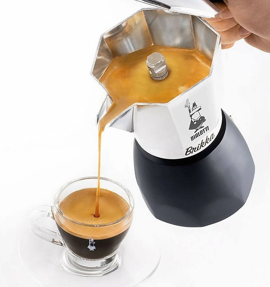 Moka kuhalnik Bialetti Brikka 2023, 4 skodelice, aluminij, črn/inoks