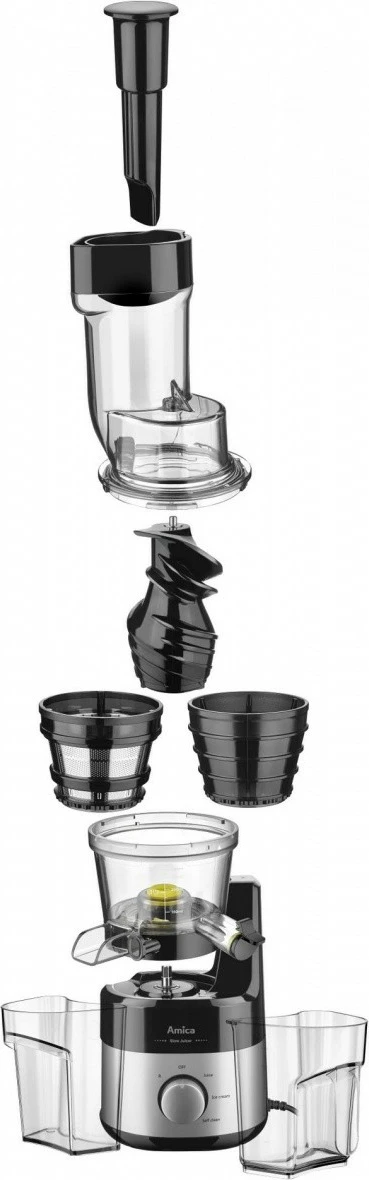 Počasen sokovnik, Amica JSM 4014, 1 l, funkcija sladoleda, inox/črn