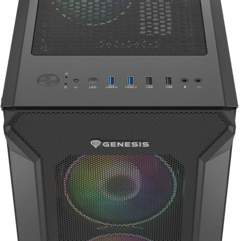 Računalniško ohišje Genesis Irid 505 V2 ARGB, Midi Tower, 4x ARGB ventilatorji, ATX/Micro ATX/Mini ITX, črno