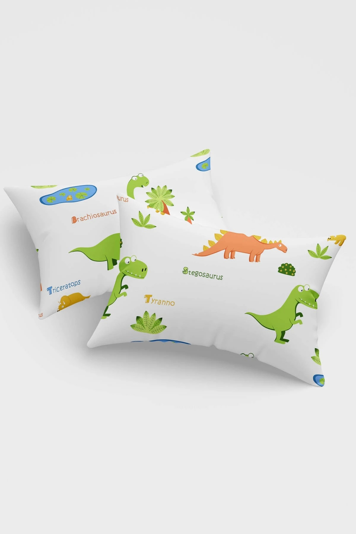 Set prevlek za vzglavnik z dinozavri, 2 kosa, 50 x 70 cm, bela - L'essentiel Dinolar