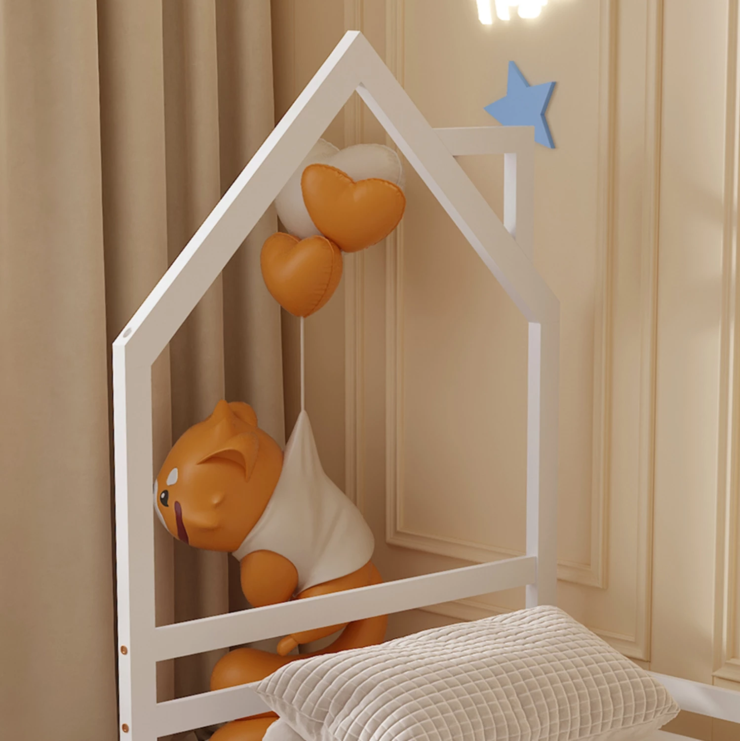 Postelja za otroke HOUSER FH676.03 t.MONTESSORI iz masivnega borovega lesa v beli barvi - 190x90cm