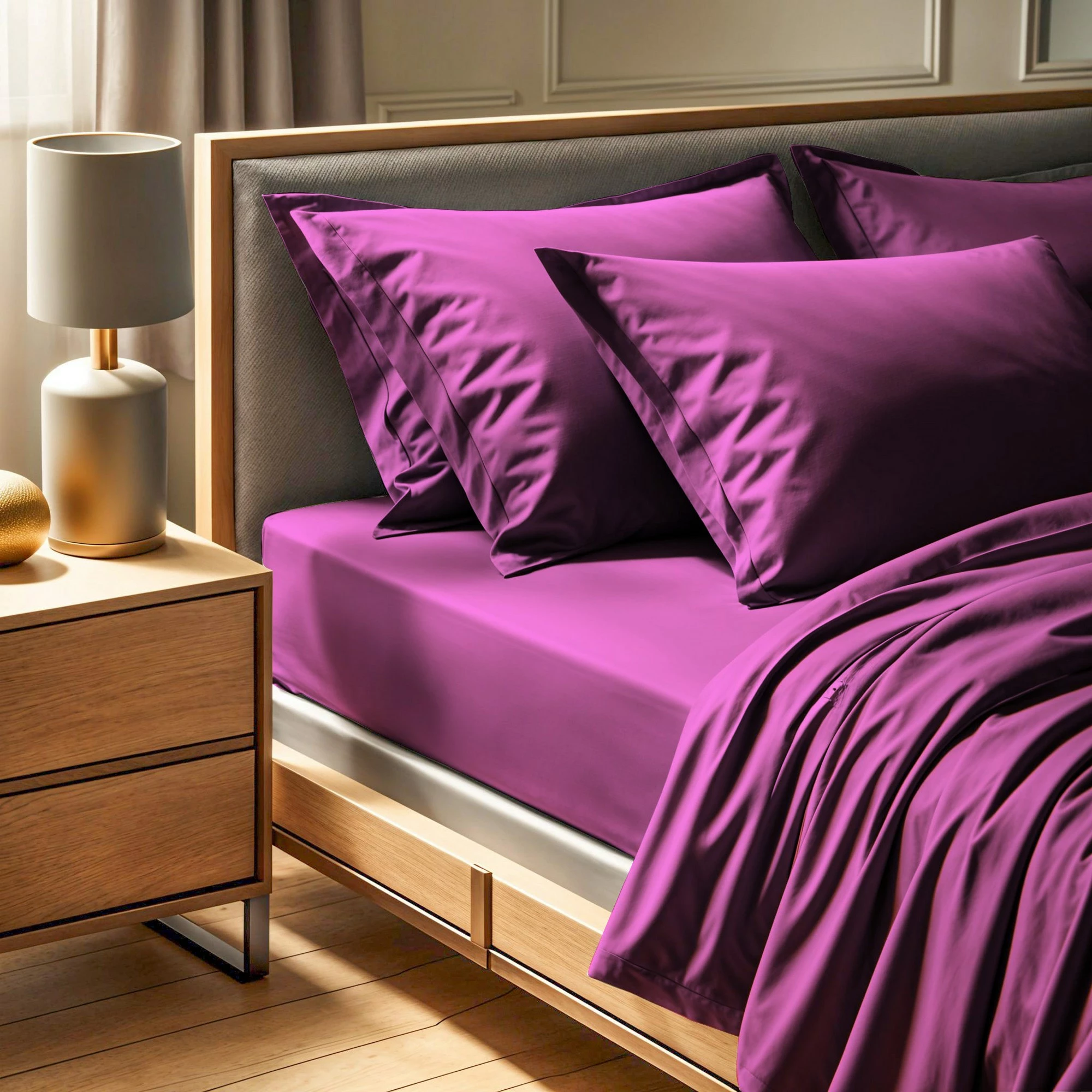 Manjša posteljna rjuha z elastiko, ranforce, vijolična, L'essentiel, 90x190+30 cm