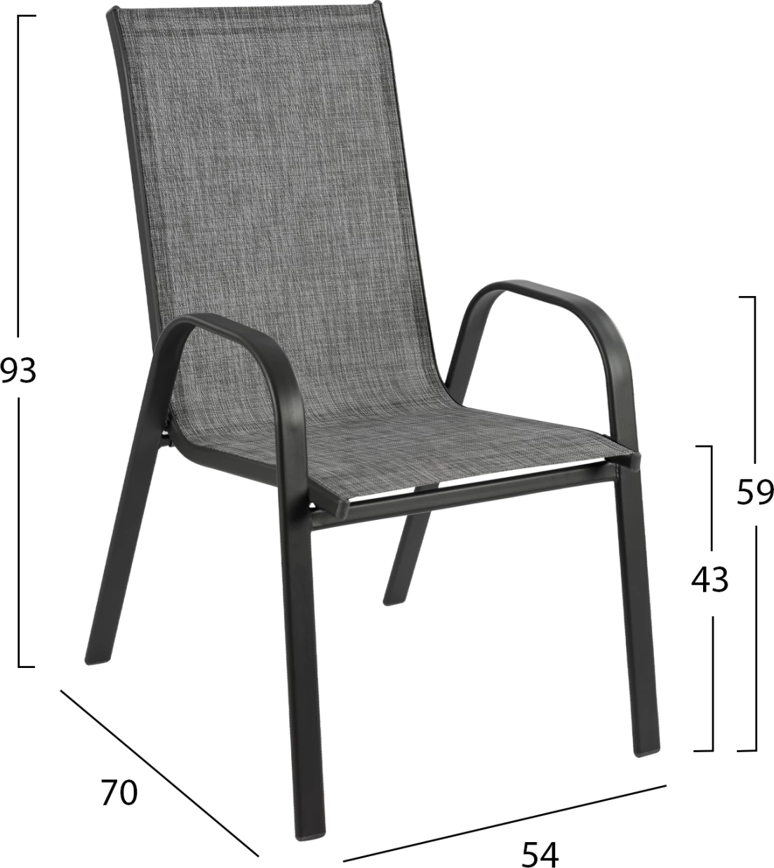 Zunanji jedilni set 5 kosov LEOFER FH21004 kovinska miza-4 kovinski stoli-siva