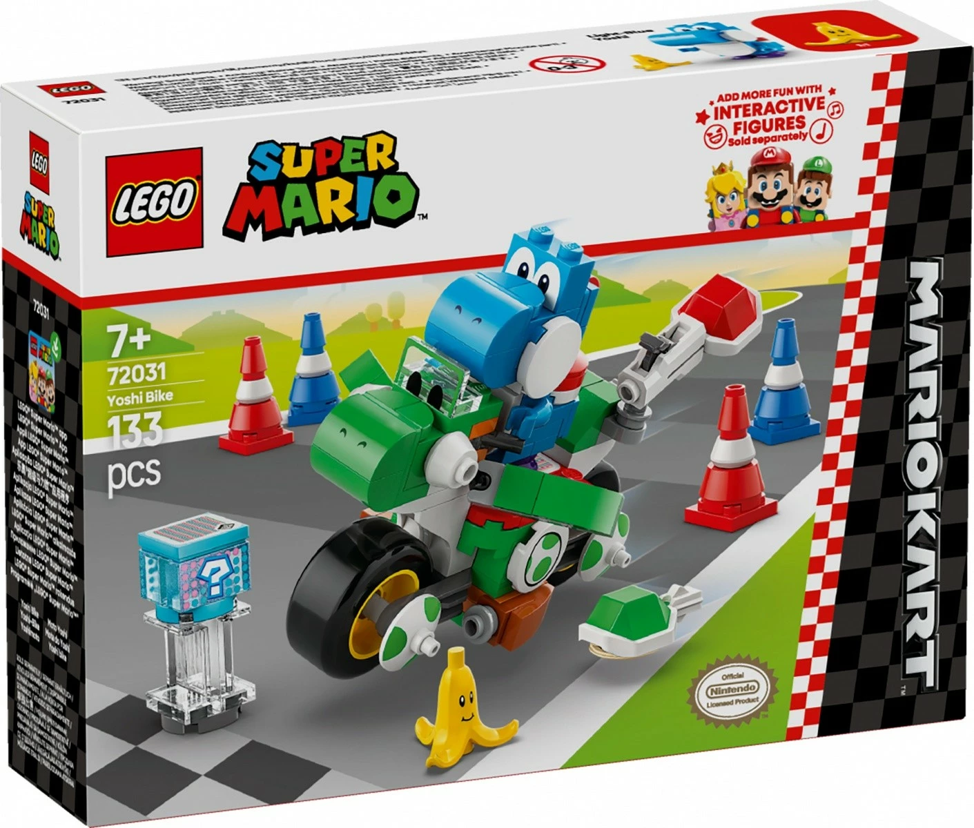Set za sestavljanje Super Mario Mario Kart Yoshi Bike, LEGO 72031, 133 delov, svetlomodri Yoshi
