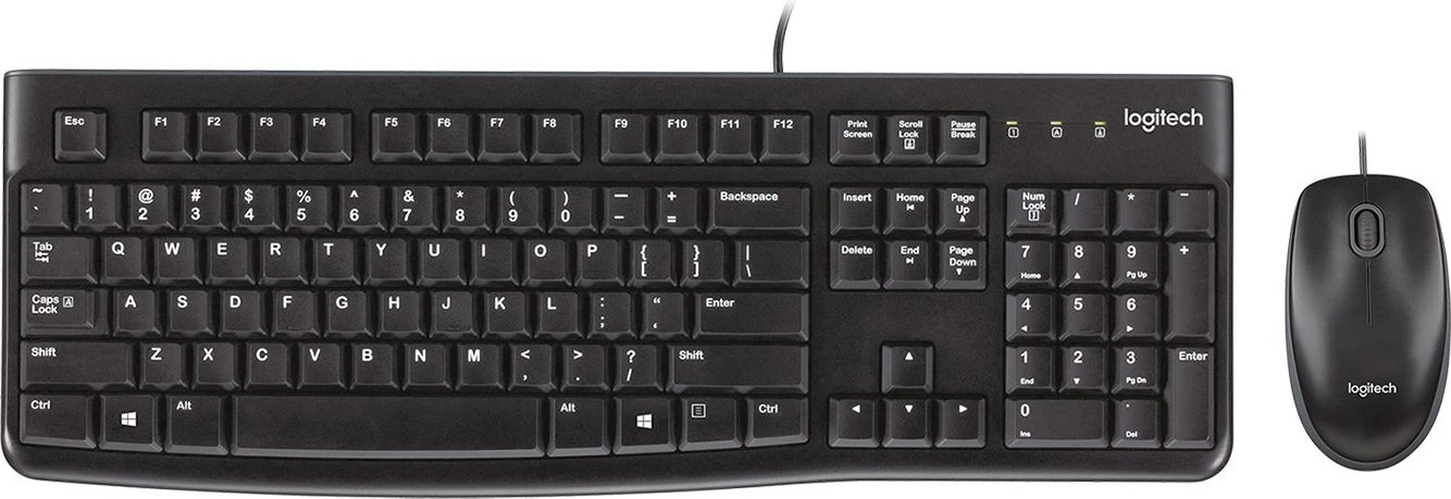 Set tipkovnice in miške Logitech Desktop MK120, z žico, USB, AZERTY, črn