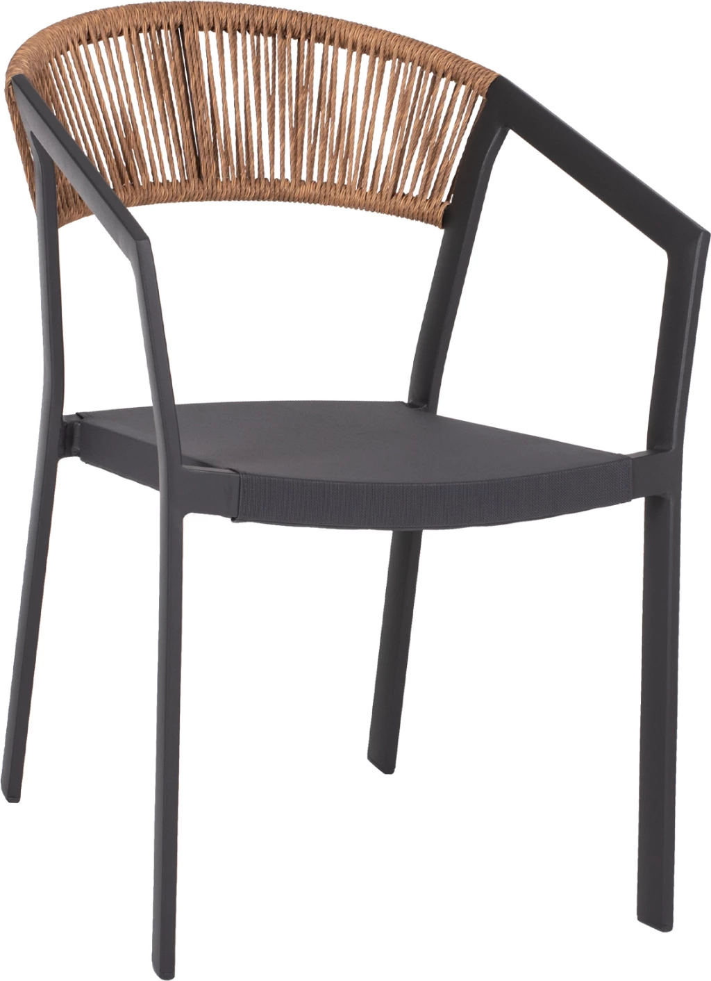 Aluminijasti naslanjač FH5891.01 antracit okvir in tekstil - hrbtni del iz bež ratana 56x60x81,5 cm
