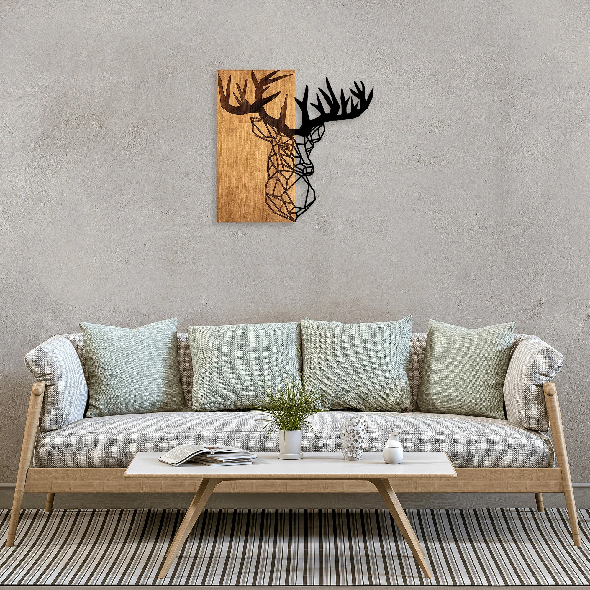 Dekorativni dodatek za steno, les in kovina Wallity MA-285, rjav/črn, 58 x 60 cm