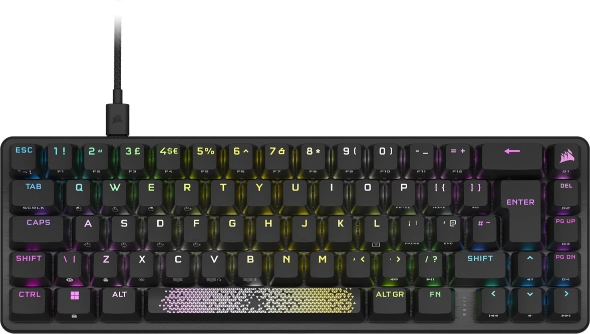 Kompaktna igralna tipkovnica Corsair K65 Pro Mini OPX Silver, RGB, z žico, siva