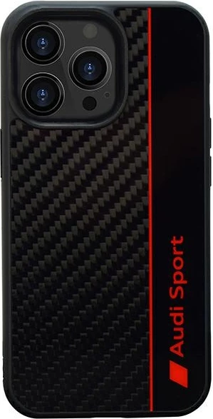 Ovitek z vzorcem ogljikovih vlaken Audi Carbon Fiber Stripe za iPhone 13 Pro / 13 6,1", črn