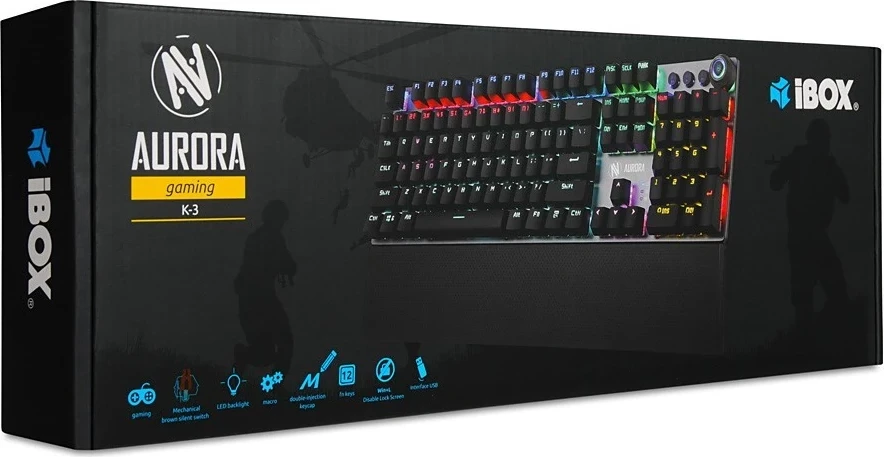Igralna tipkovnica z mehanskimi tipkami in osvetlitvijo iBOX Aurora K-3