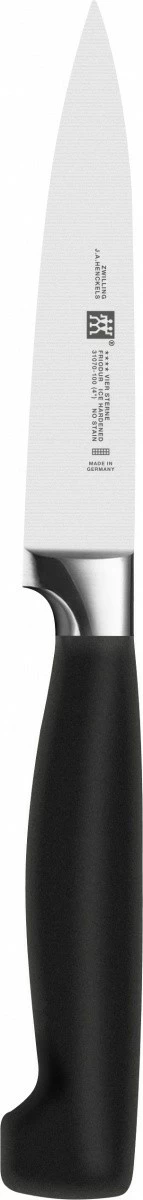 Set kuhinjskih nožev iz ogljikovega jekla, 4 kosi, črna ergonomska ročaja, z lesenim blokom Zwilling Four Star