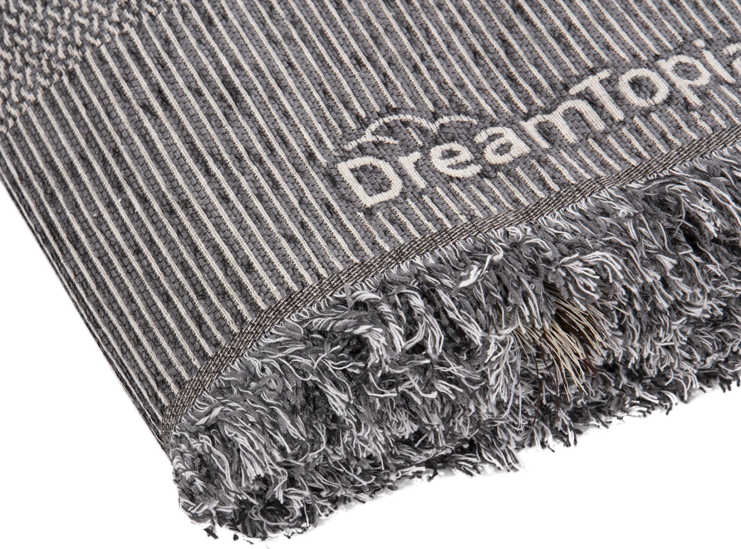 Prevleka za kavč z resicami DREAMTOPIA FH12162.06 v sivi barvi 245X170 cm