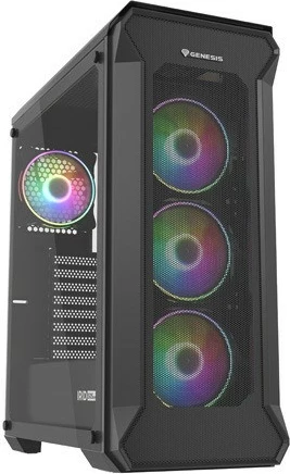 Računalniško ohišje Genesis Irid 505 V2 ARGB, Midi Tower, 4x ARGB ventilatorji, ATX/Micro ATX/Mini ITX, črno